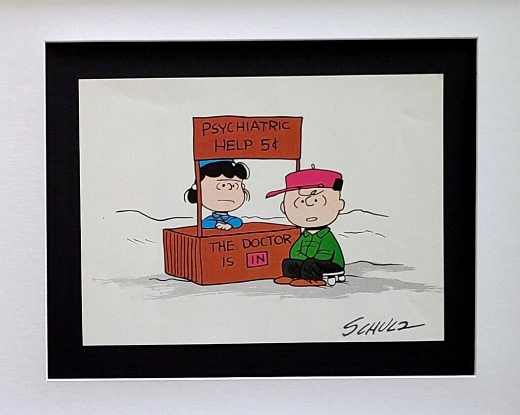 1968 Peanuts Christmas Snoopy Art Signed Schulz in New Frame - 2