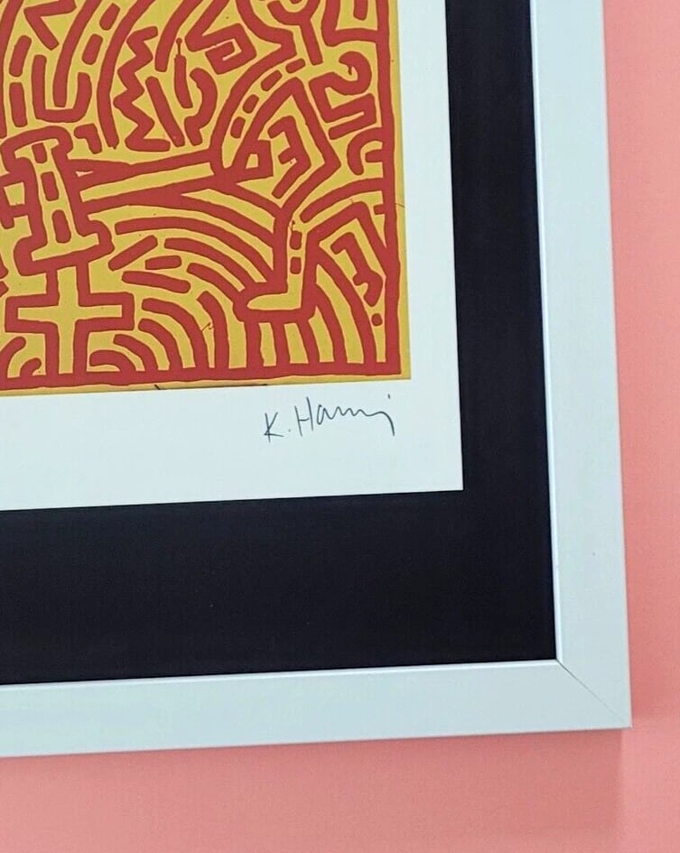 KEITH HARING + VINTAGE 1989 PRINT SIGNED MOUNTED AND FRAMED - 3