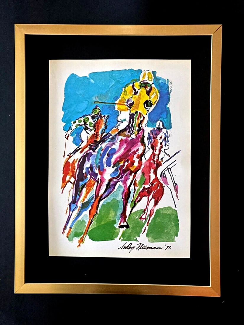 LEROY NEIMAN + HORSE RACING + CIRCA 1970'S + SIGNED PRINT FRAMED! (1 of 2)