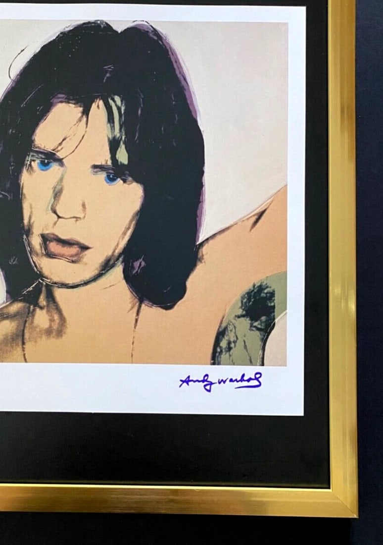 ANDY WARHOL + SIGNED 1984 MICK JAGGER PRINT MOUNTED & FRAMED - 3