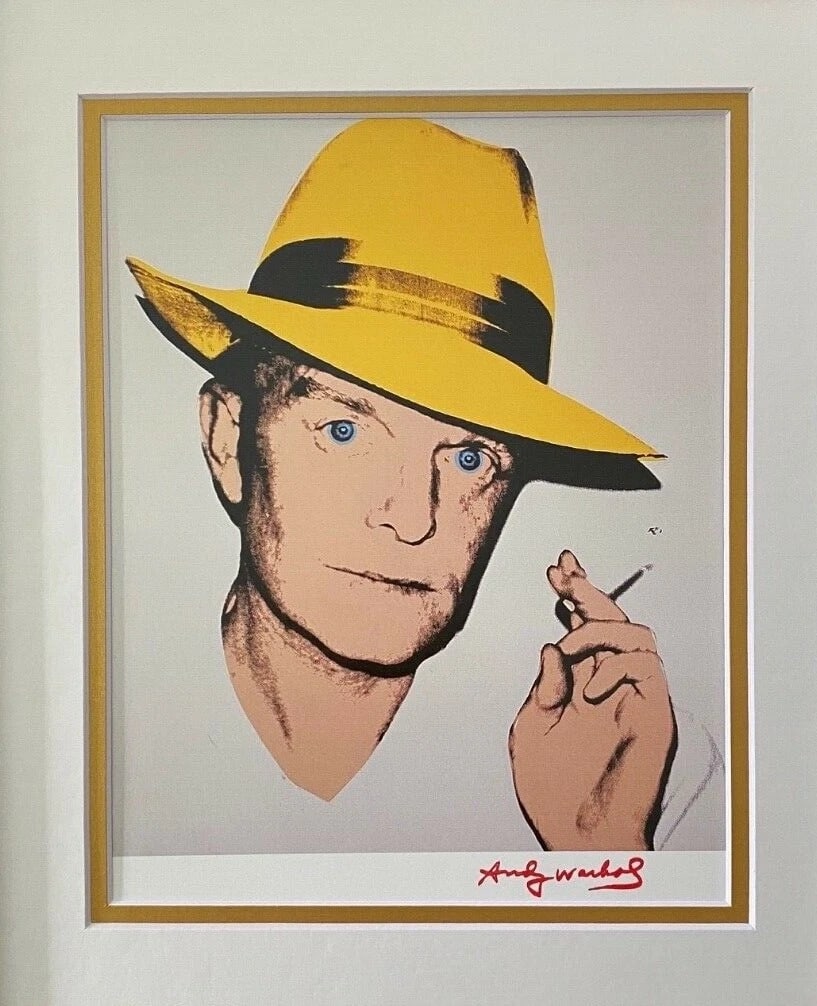ANDY WARHOL + 1984 SIGNED + TRUMAN CAPOTE + MATTED AT 11X14 - 2