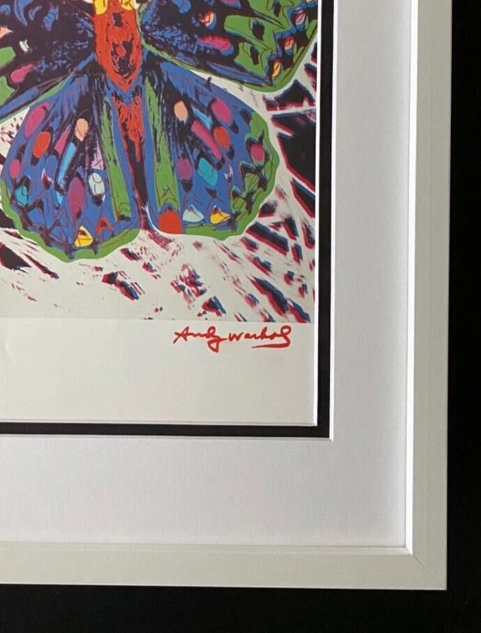 Andy Warhol 1980s Butterfly Signed Pop Art Print Collector Ready to Hang - 2