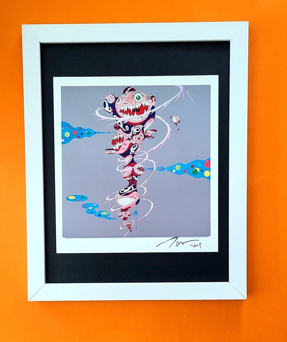 Framed Takashi Murakami Art Print Japan 14x11 Pop Art Collectible: TAKASHI MURAKAMI AWESOME VINTAGE PRINT ON GLOSSY PAPER FACSIMILE SIGNED IN INK FULL OF COLOR PRINT FRAME COVERS AN AREA OF 15 X 12 in MOUNTED AND FRAMED EXCELLENT CONDITIONS Please note that this lot 