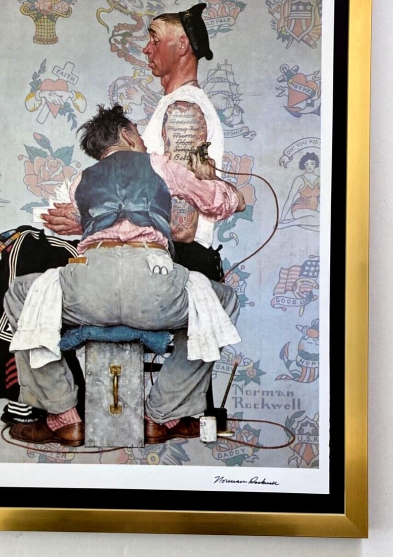 Framed Norman Rockwell Signed Print 1970s Americana Art Decor Ready to Hang - 2