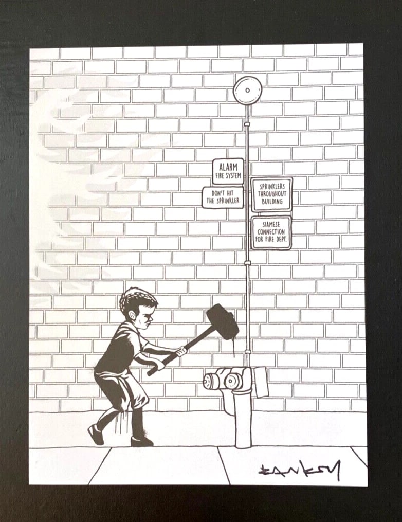 Banksy Signed Street Art Framed Print Modern Graffiti Decor Highly Collectible - 2