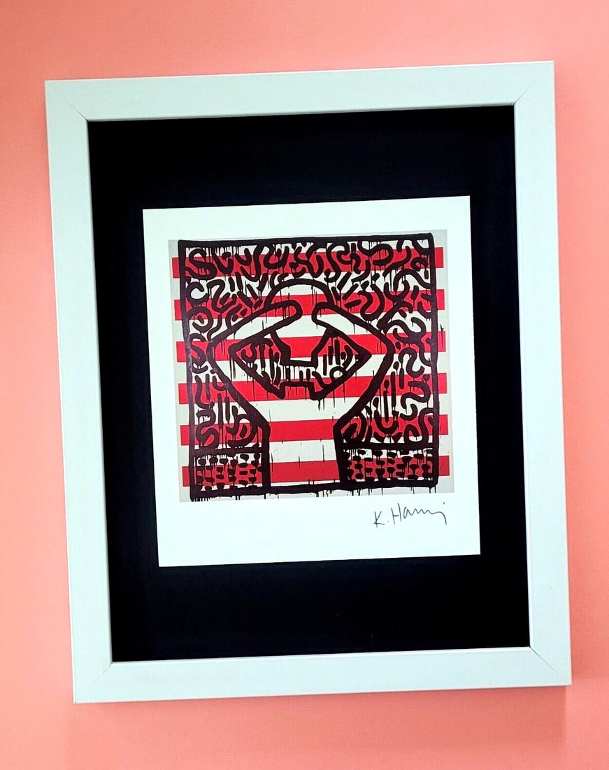 KEITH HARING + VINTAGE 1989 PRINT SIGNED MOUNTED AND FRAMED (1 of 3)