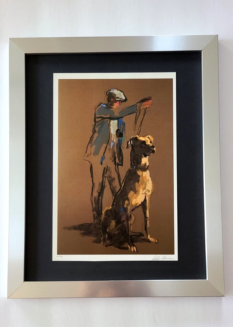 LEROY NEIMAN + 1980's VINTAGE SIGNED PRINT FRAMED + " GREAT DANE " LAST ONE! (1 of 2)