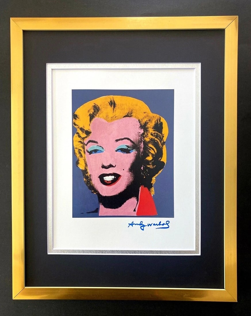 ANDY WARHOL GORGEOUS 1984 SIGNED MARILYN MONROE PRINT WITH FREE FRAMING: This is an Awesome and Scarce 1984 Print after Andy Warhol FACSIMILE SIGNATURE IN BLUE INK " MARILYN MONROE " from - His Portraits Collection- Professionally Matted to be Framed at Home on your Favori