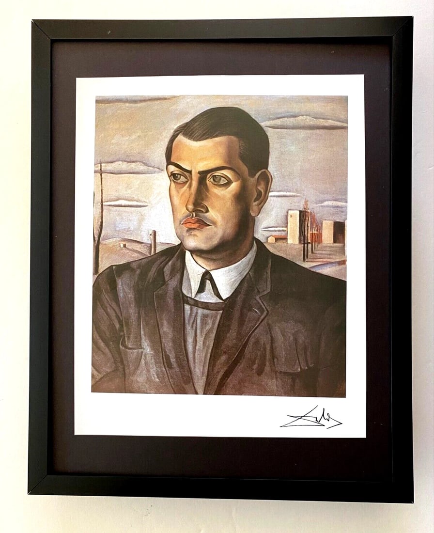 SALVADOR DALI + SIGNED PRINT FROM 1970 + LUIS BUNUEL PORTRAIT+ WITH NEW FRAME: We have for Sale this AWESOME 1970's PRINT AFTER SALVADOR DALI "LUIS BUNUEL" FACSIMILE SIGNED IN INK SIZE OF THE PRINT IS ABOUT: 7 X 5 in FRAME COVERS AN AREA OF 11 X 9 in PRINT IS MOUNTED OVER A BLAC