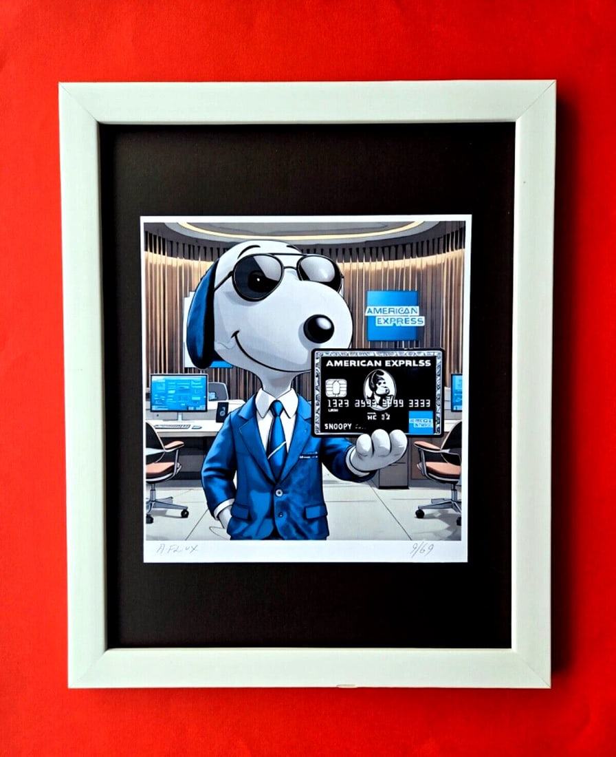 AIDAN FLUX | Hand Signed Print Framed LtdEd of 69 COA | SNOOPY HAS CENTURION: This is a Stunning and Scarce 100% Authentic New Print by Aidan Flux AIDAN Flux represents a new wave of artists who embrace technology as a partner in creation, crafting works that resonate with the 