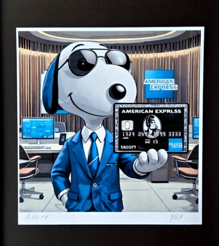AIDAN FLUX | Hand Signed Print Framed LtdEd of 69 COA | SNOOPY HAS CENTURION - 2