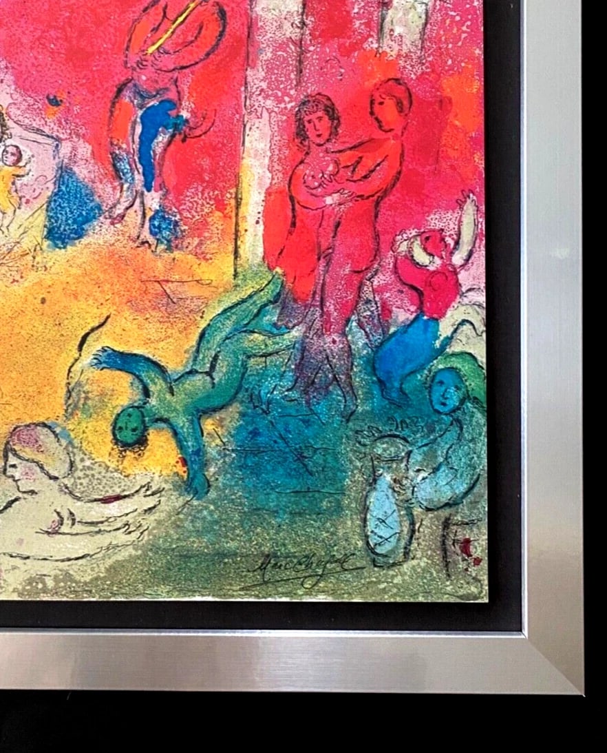 MARC CHAGALL + 1977 BEAUTIFUL SIGNED VINTAGE PRINT NEW FRAME + COA - 2