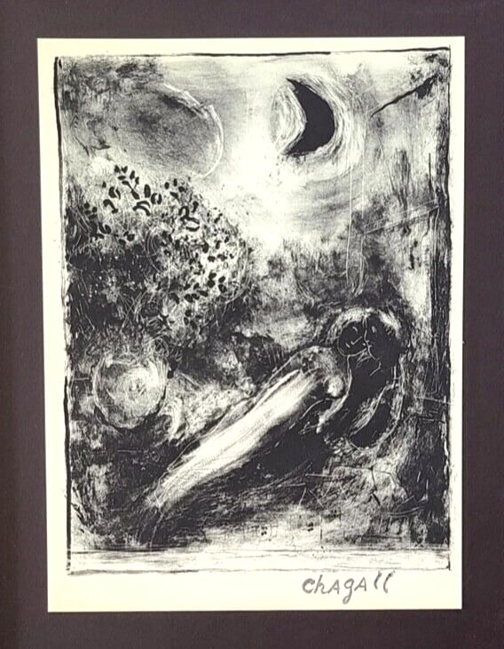 MARC CHAGALL + 1957 FIGURE SIGNED PRINT MOUNTED IN NEW FRAME - 2