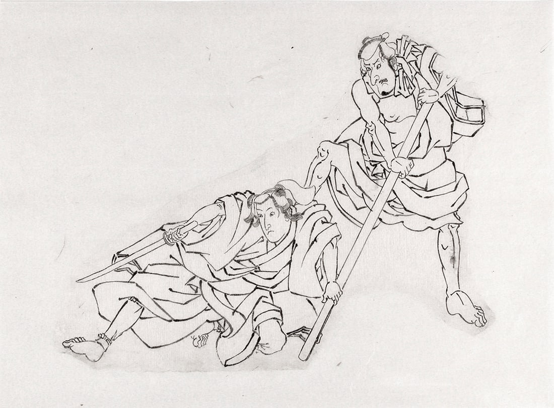 KUNIYOSHI or school: Four preparatory drawings - 3