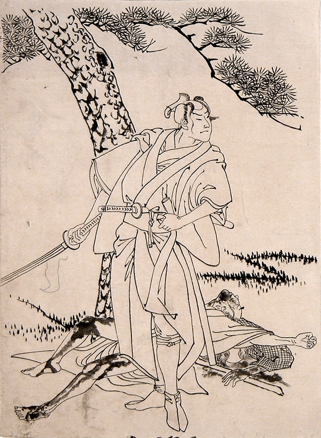 Toshikata, Mizuno (fl. 1866-1908): Four preparatory drawings for an illustrated book or magazine. - 4