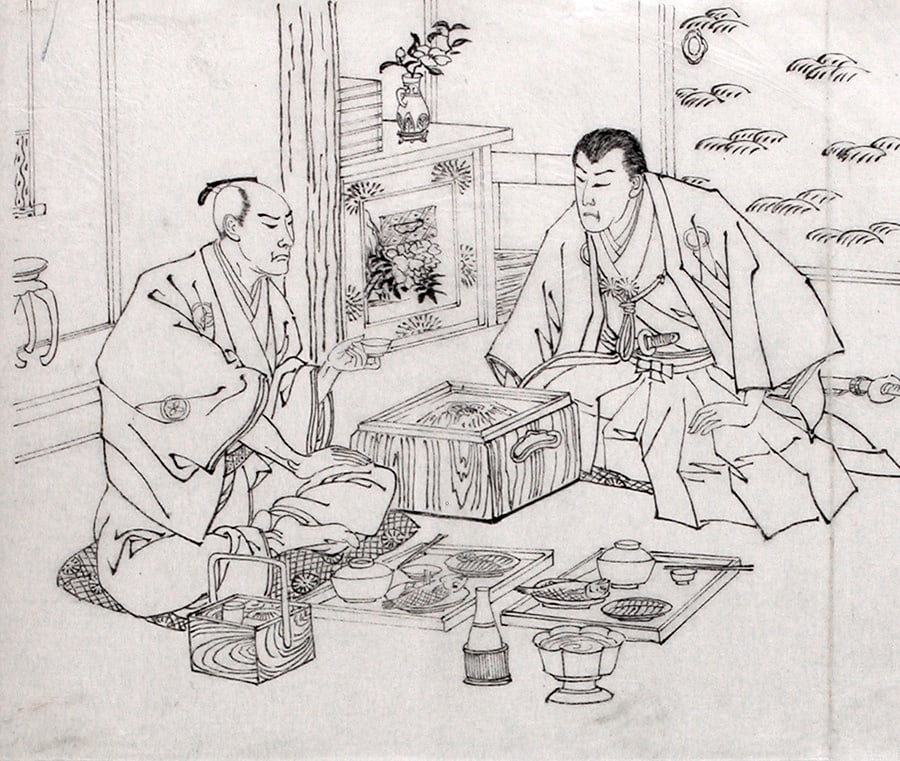 Toshikata, Mizuno (fl. 1866-1908): Four preparatory drawings for an illustrated book or magazine.: Artist: Toshikata, Mizuno (fl. 1866-1908) Title:Four preparatory drawings for an illustrated book or magazine. Date:c. 1890s Medium:Black ink ('sumi') on thin paper. Description:TOSHIKATA was a Japane