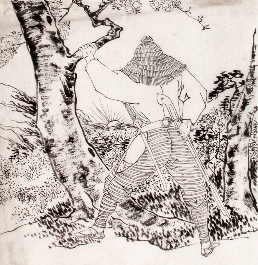 Toshikata, Mizuno (fl. 1866-1908): Four preparatory drawings for an illustrated book or magazine. - 2