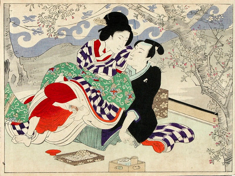Anonymous: Untitled cloth-bound shunga album with 12 prints (only four shown here) - 3
