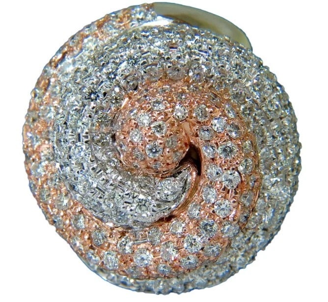 4.00ct. Huge Dome 18 Karat 3D Swirl Natural Diamonds Ring G/VS Cocktail Prime *v (1 of 6)