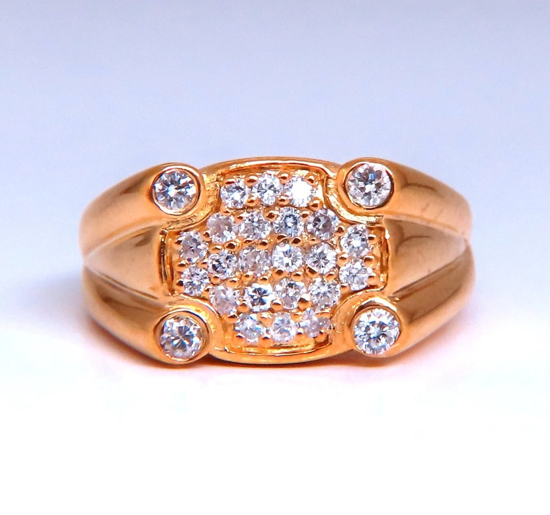 .60ct Natural Diamonds Rectangular Deck Signet Ring 18kt Gold *v: Title: .60ct Natural Diamonds Rectangular Deck Signet Ring 18kt Gold *v Description: .60ct Natural Round Cut Diamond Ring Vs-2 clarity G color. 18kt yellow gold 5.4 Grams Depth: 4mm Current ring size: