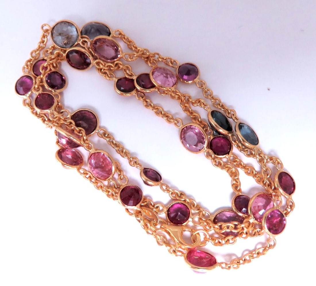 16ct Natural Ruby Sapphire Yard Necklace 14kt Gold ** (1 of 9)