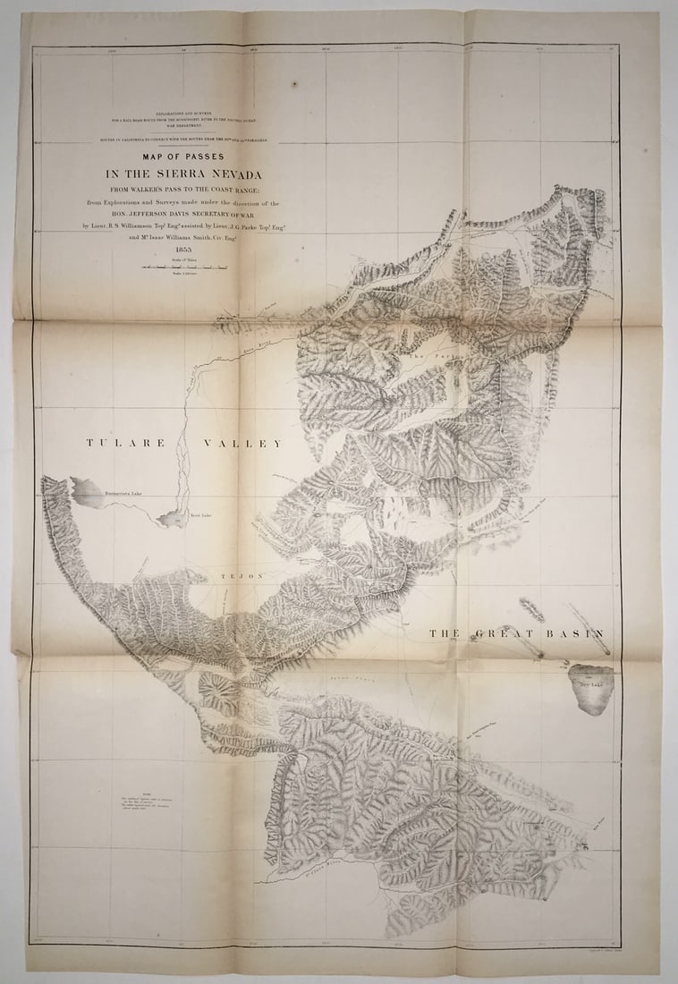 Map of Passes in the Sierra Nevada from Walker's Pass to the Coast Range;: Publication Date:1861 Title:Map of Passes in the Sierra Nevada from Walker's Pass to the Coast Range;,li>Cartographer:WILLIAMSON, ROBERT STOCKTON/JOHN GRUBB PARKE Publisher:WAR DEPARTMENT Brief
