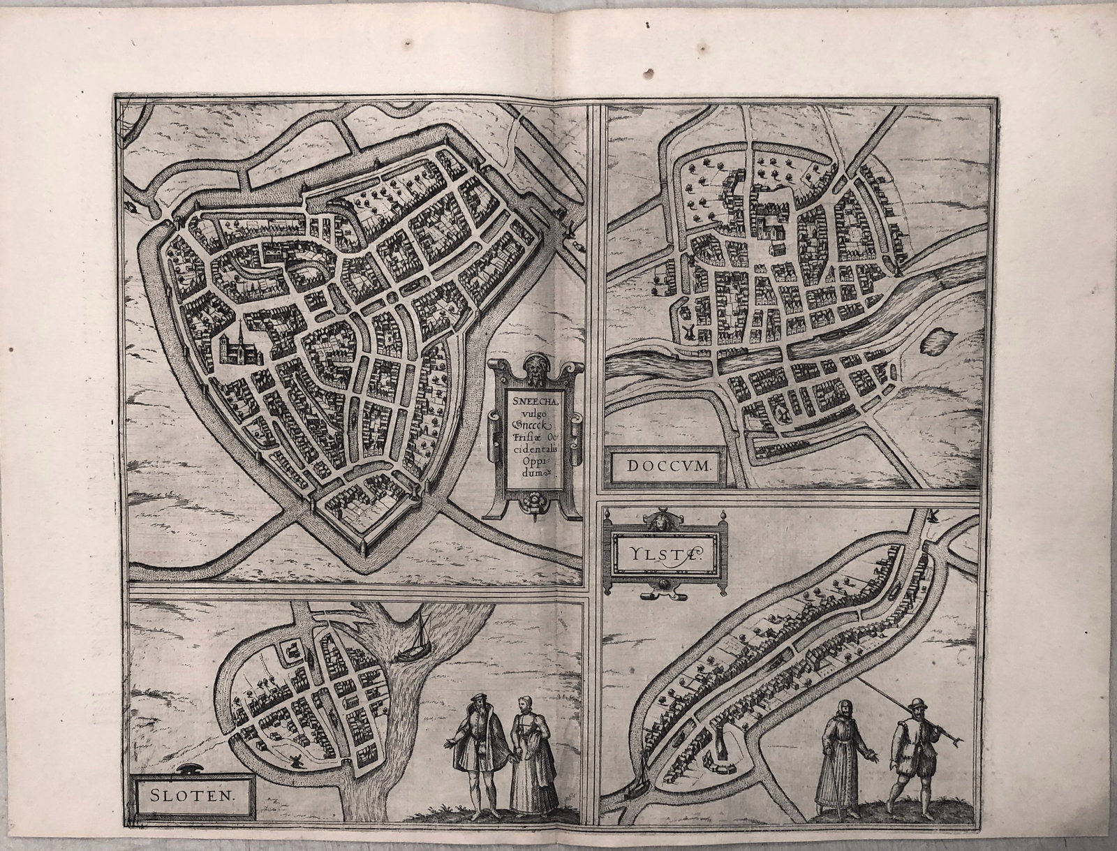 1575 Braun and Hogenberg View of Four Dutch Towns -- Sneecha, vulgo Sneeck Frisiae Occidentalis (1 of 1)