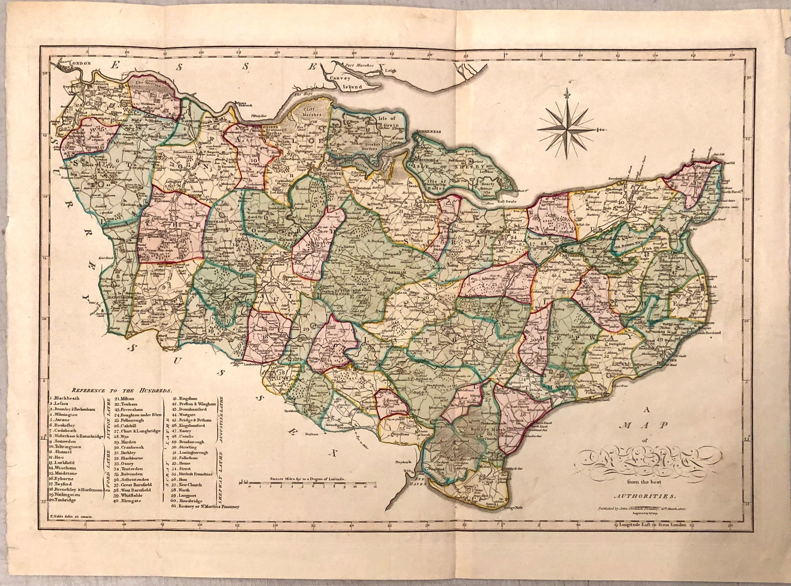 1809 Cawy Map of Kent -- Ac Map of Kent From the Best Authories: Title:1809 Cawy Map of Kent -- Ac Map of Kent From the Best Authories,li>Cartographer:j cARY Year/Place:1806, lONDON Map Dimension (in.):13.3 X 19.8 in. Description:This is a lovely map of County Kent