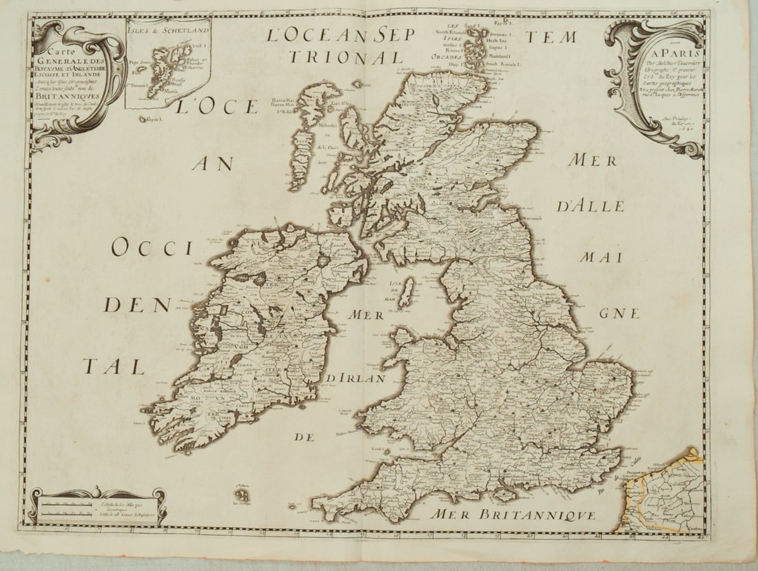 1653 Sanson Map of the British Isles -- Carte Generale des Royaume d'Angleterre Escosse et Irlande (1 of 1)