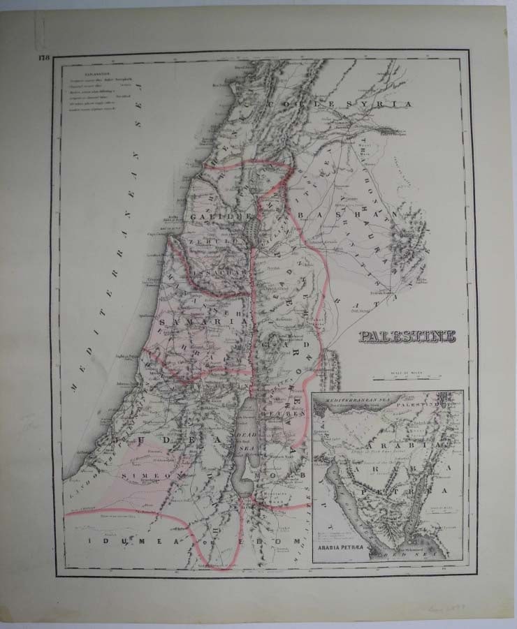 Palestine: Publication Date:1877 Title:Palestine,li>Cartographer:COLTON, JOSEPH HUTCHINS Publisher:O.W. GRAY & SON Brief Description:Topography by hachures. No ornamental border. 178. Colton map republished by