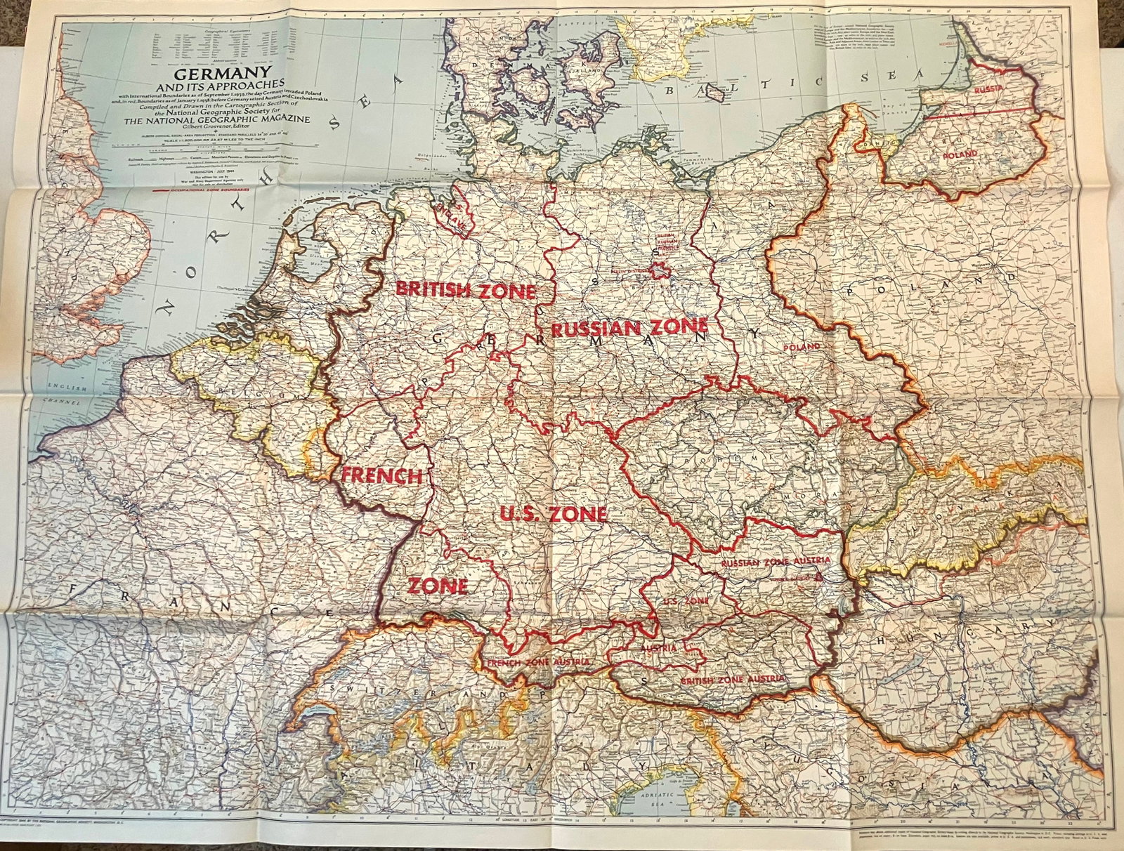 National Geographic Map of Occupied Germany and Austria [and] World Map (1 of 2)