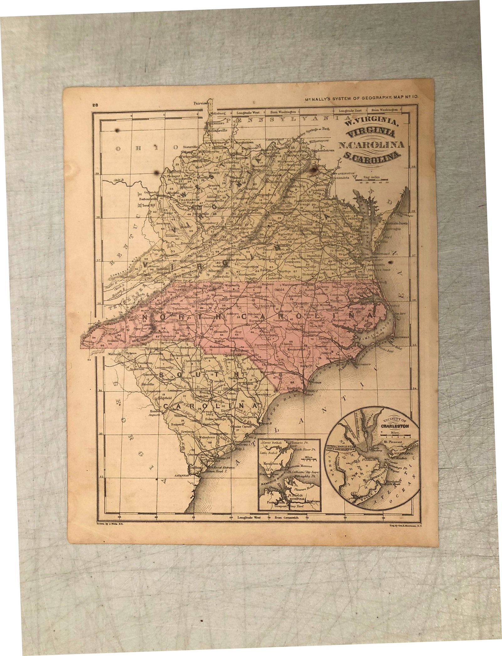 1877 McNally Map of W. Virginia, Virginia, N. Carolina and S. Carolina (1 of 1)