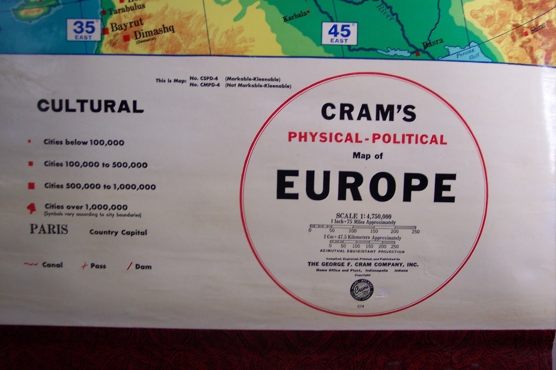 Cram's Physical-Political Map of Europe... - 3