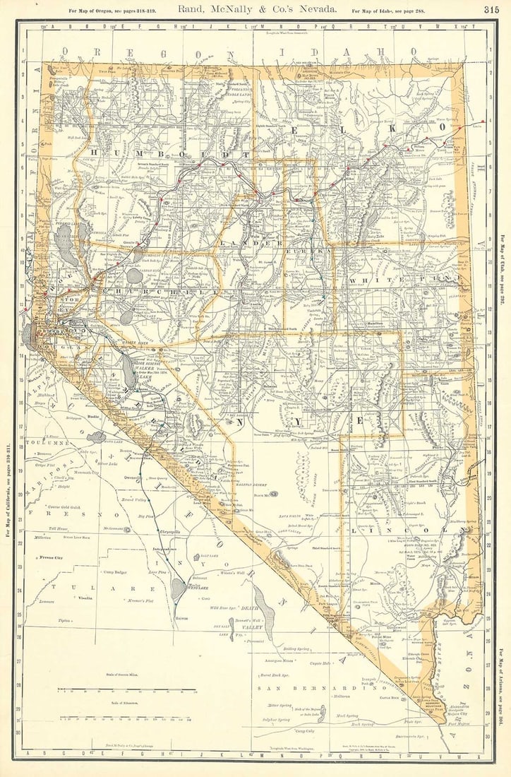 Rand, McNally & Co.'S Business Atlas Map of Nevada.: Publication Date:c1888 Title:Rand, McNally & Co.'S Business Atlas Map of Nevada.,li>Cartographer:RAND, MCNALLY & CO. Publisher:RAND, MCNALLY & CO. Brief Description:From the twenty-third edition,