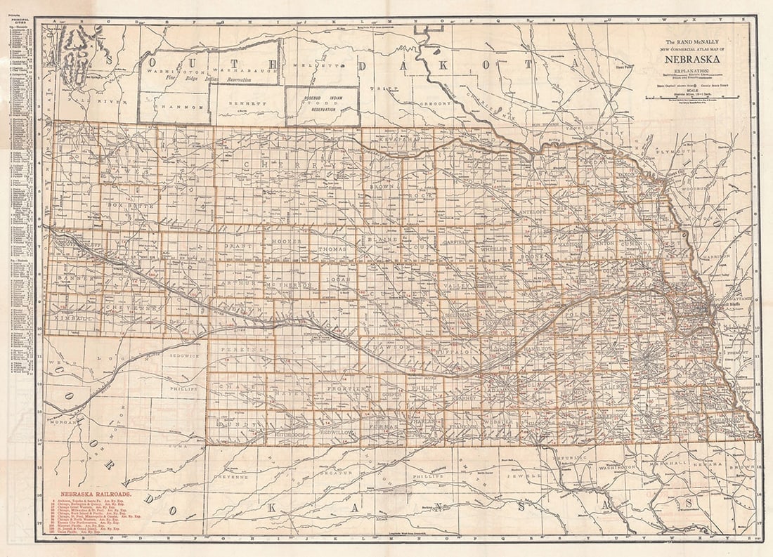 Rand, McNally Indexed Pocket Map Tourists' And Shippers' Guide Nebraska - 3