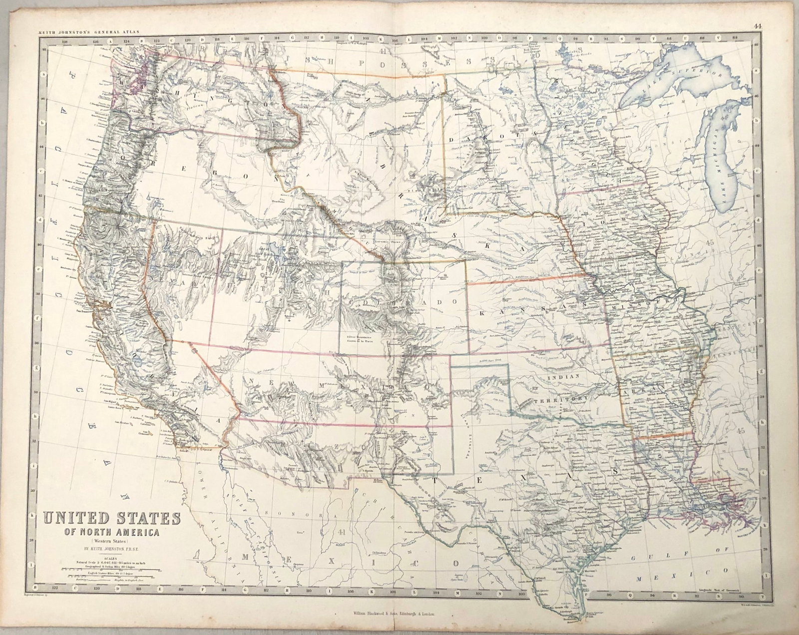 1855 Johnson Map of Western US -- United States of North America (Western States): Title:1855 Johnson Map of Western US -- United States of North America (Western States),li>Cartographer:K Johnston Year/Place:1855 Edinburgh Map Dimension (in.):17.3 X 22.5 in. Description:This is an 