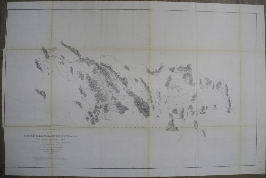 Map No. 2. from the Pimas Villages to Fort Fillmore: Publication Date:c1855 Title:Map No. 2. from the Pimas Villages to Fort Fillmore,li>Cartographer:CUSTER, H. Publisher:SECRETARY OF WAR Brief Description:"from explorations and surveys made under the
