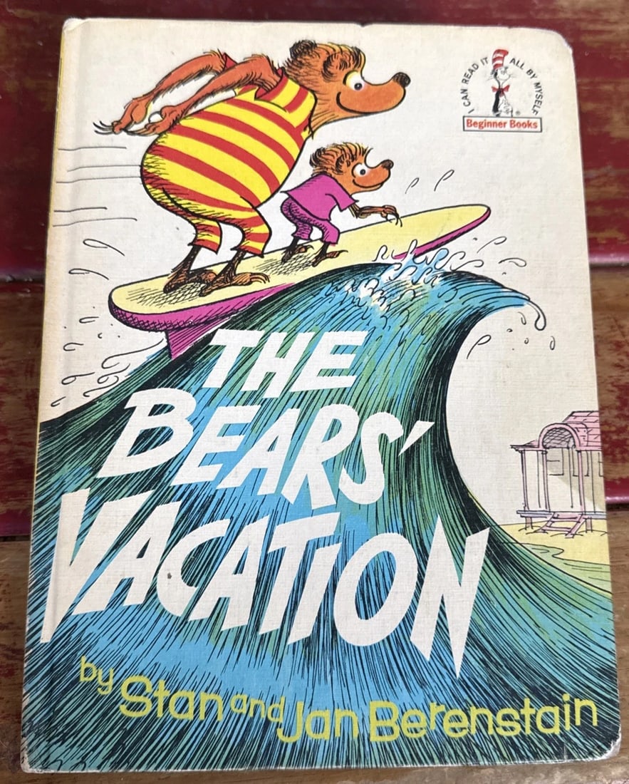 1968 The Bears’ Vacation Stanley & Jan Berenstain 1st Ed/Print BC Random House: The product is a 1968 hardcover first edition, first printing of "The Bears' Vacation" by Stan & Jan Berenstain, published by Random House. This illustrated children's classic is a special book club e