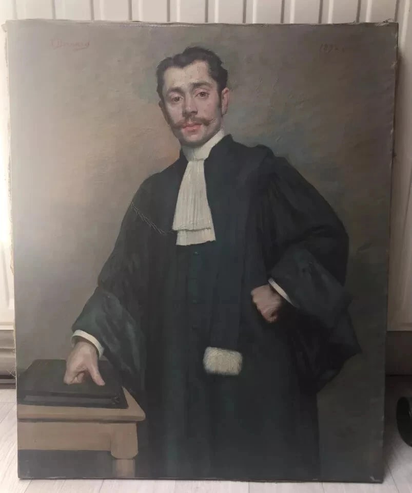 Joseph BERNARD (1864-1933) Judge Man Portrait Painting Antique Oil Original - 2