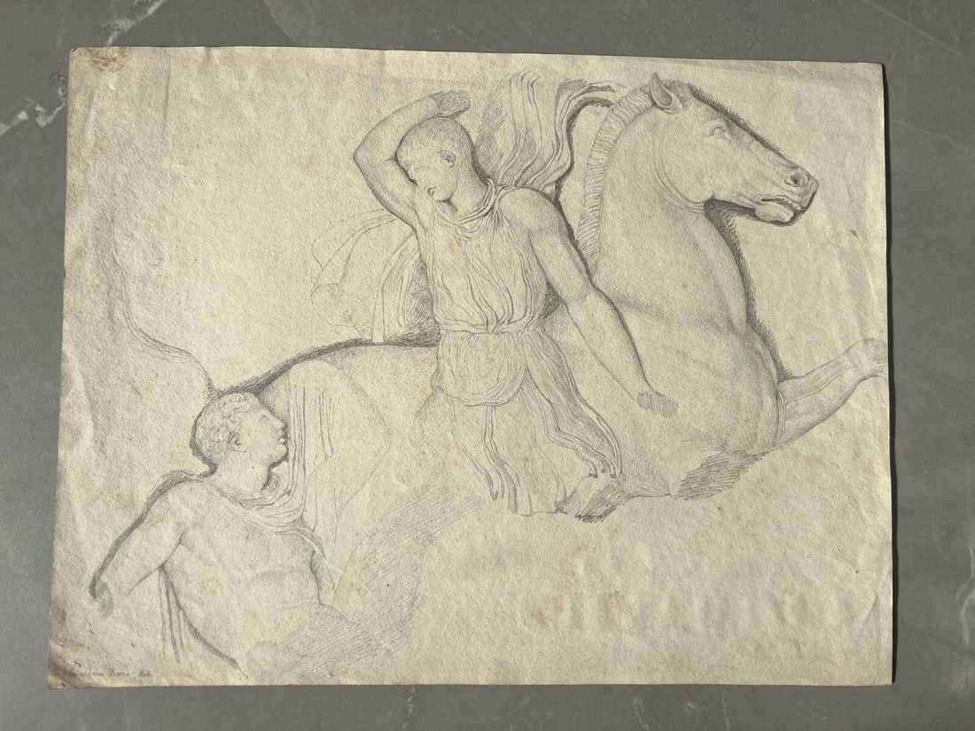 Joseph Denis ODEVAERE (1778-1830) Mythology, Men, HorseAntique Original Drawing - 2