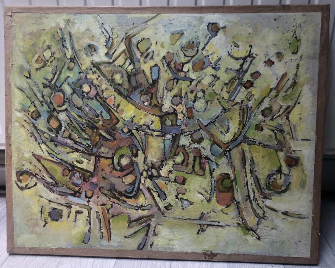 Antique Original Painting Abstraction, Portrait around BISSIÈRE - 2