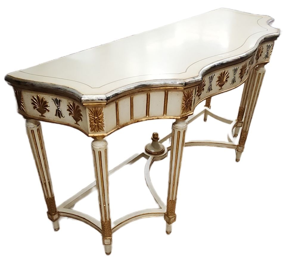 Magnificent Rare Vintage Neoclassical Italian Louis 16th Style Gilded Console. 61"x 22"x 32"h (1 of 13)