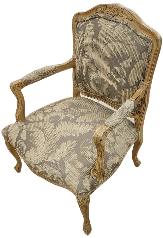 From Italy.. Rare Antique or Vintage Louis XV Style Armchair & Ottoman Set - 3
