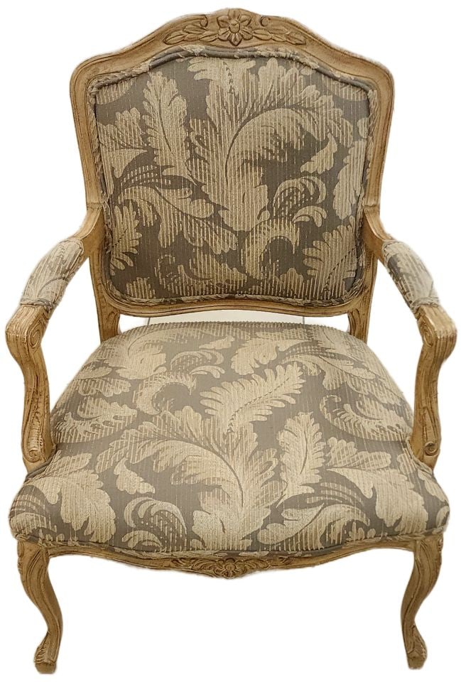 From Italy.. Rare Antique or Vintage Louis XV Style Armchair & Ottoman Set - 4