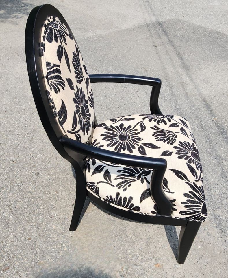 Vintage oversized modern version of the Queen Anne chair w/ striking black and white pattern.. - 5
