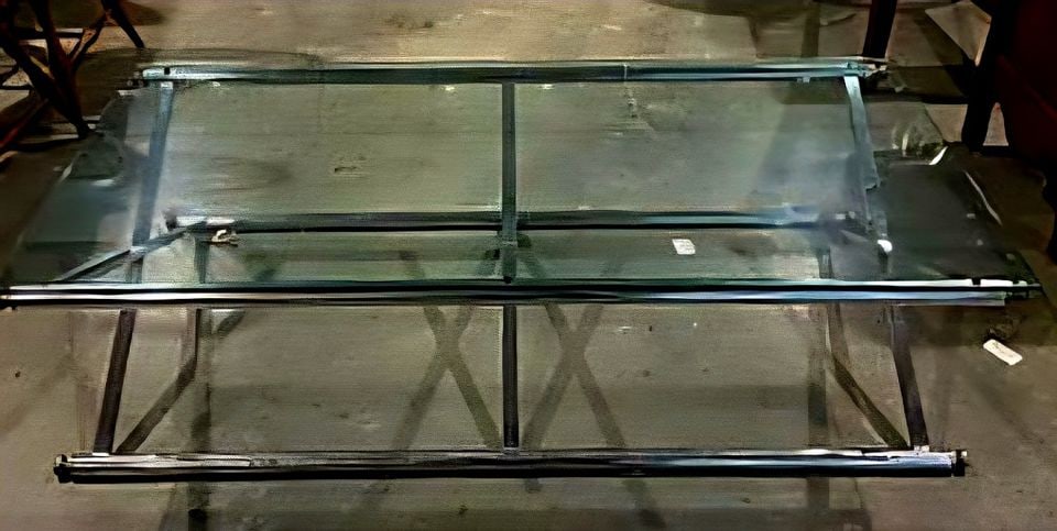 Vintage Mid-Century Modern Designer Chrome and Glass Coffee Table w/ brass accents. - 8