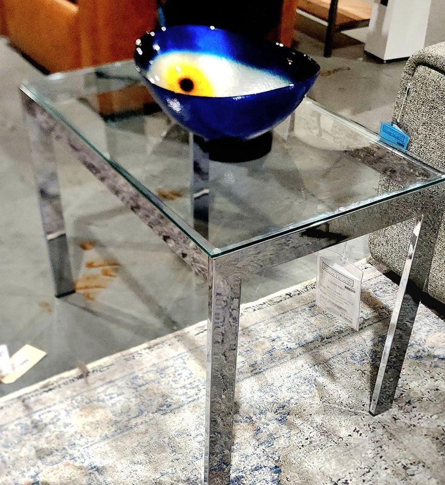 After Milo Baughman Mid-century Vintage steel and glass side table (1 of 3)