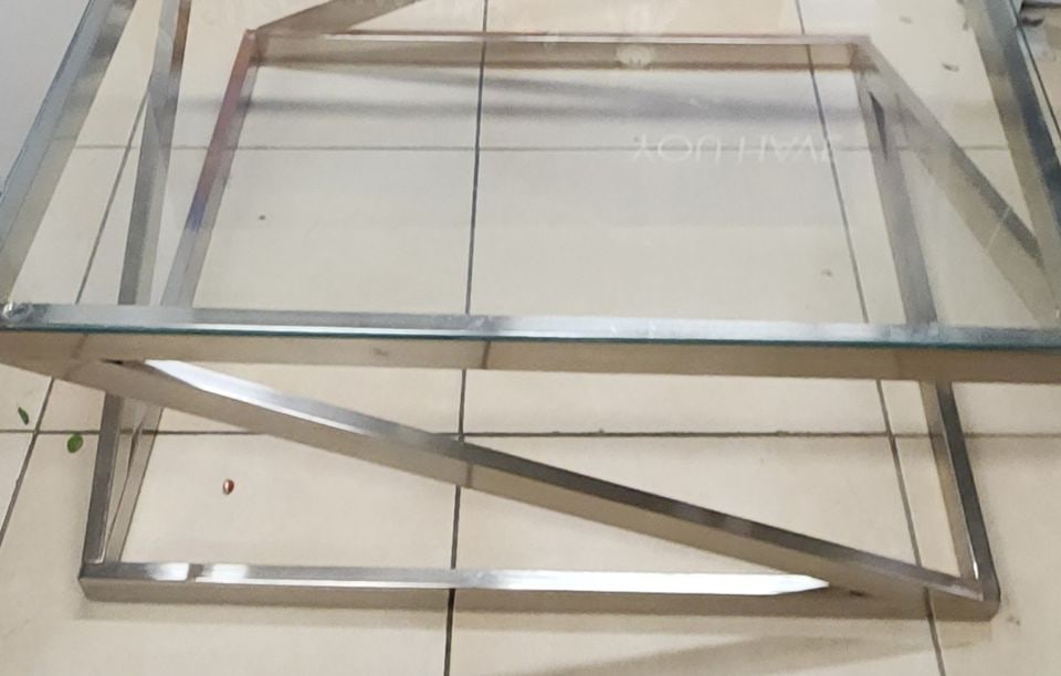 Vintage Signature Design Modern Brushed Nickel & Glass 36" Square Coffee Table by Ashley? - 4
