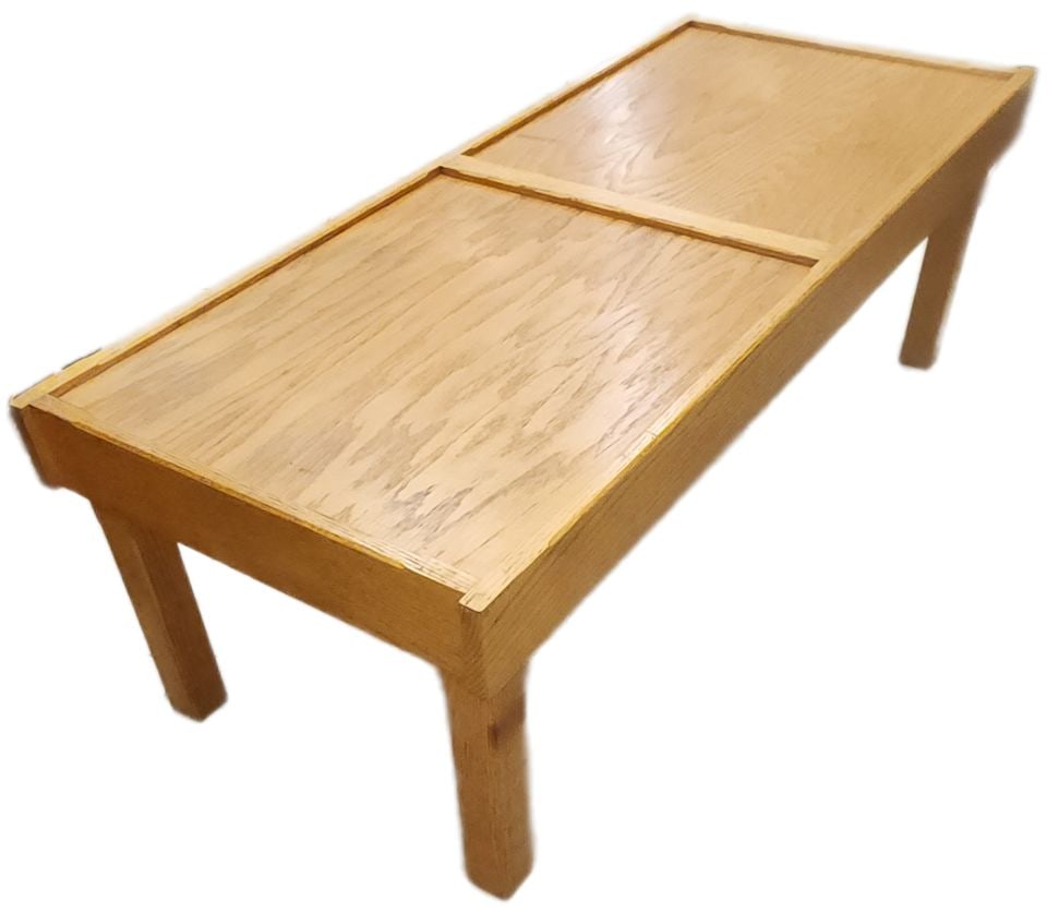 60s/70s mid-century modern solid oak 60"x 24" parsons-style coffee table or bench w/ country flair (1 of 6)