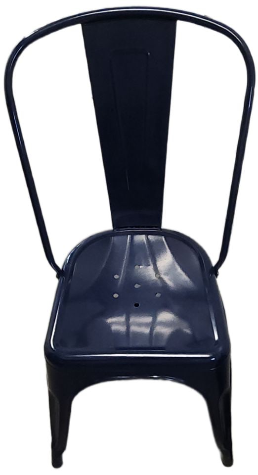 Replica Pair of Navy Blue Industrial Style Classic 1934 Tolix Marais Steel Cafe or Side Chairs - 5